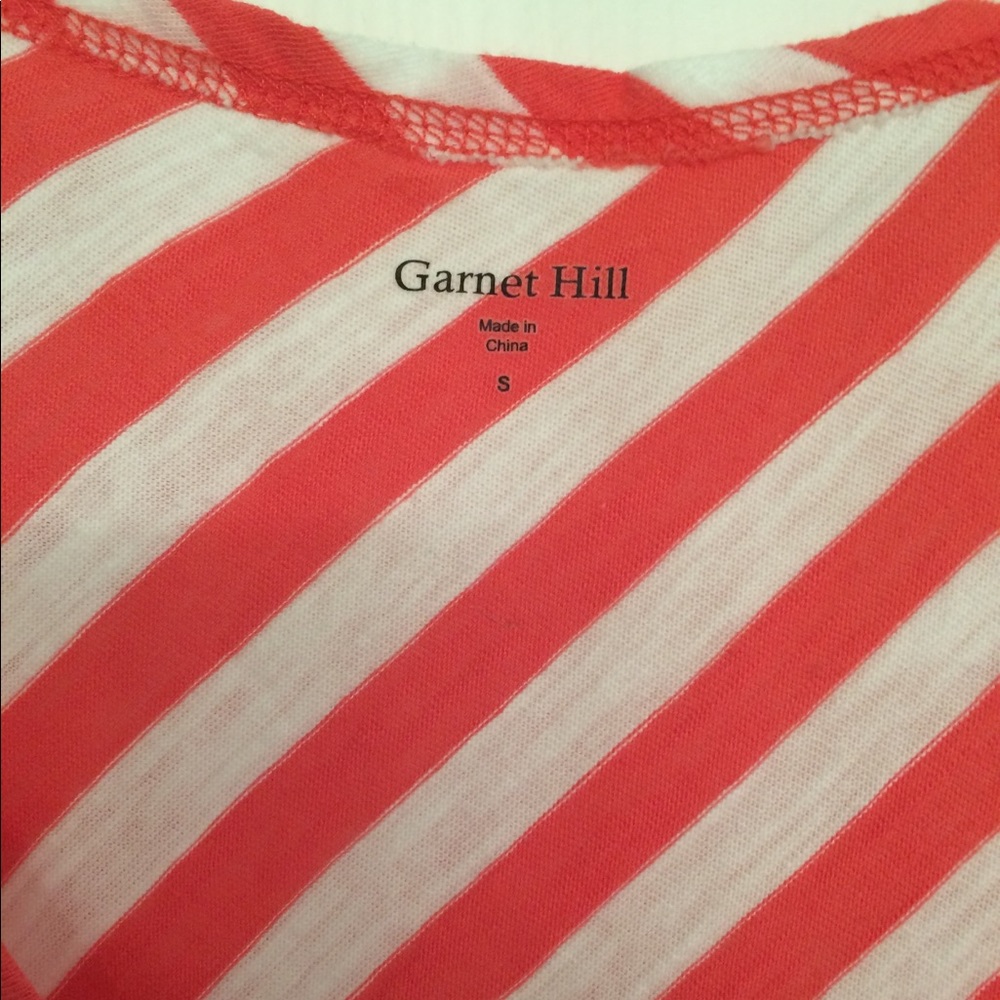 NWOT Garnet Hill bias stripe tank coral &white 6 8 - Picture 2 of 4